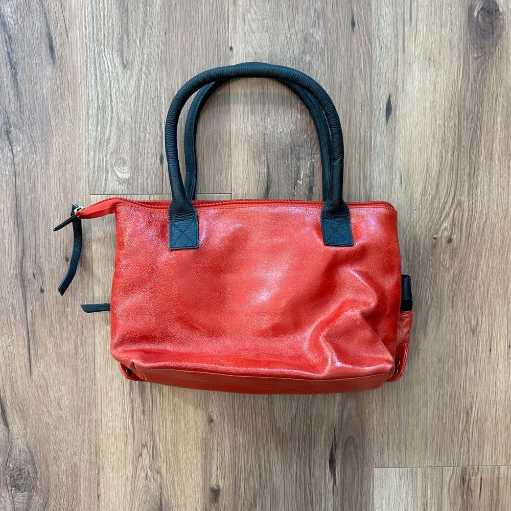Cleo and Patek Red Leather Shoulder Bag with Black with original‎ storage bag